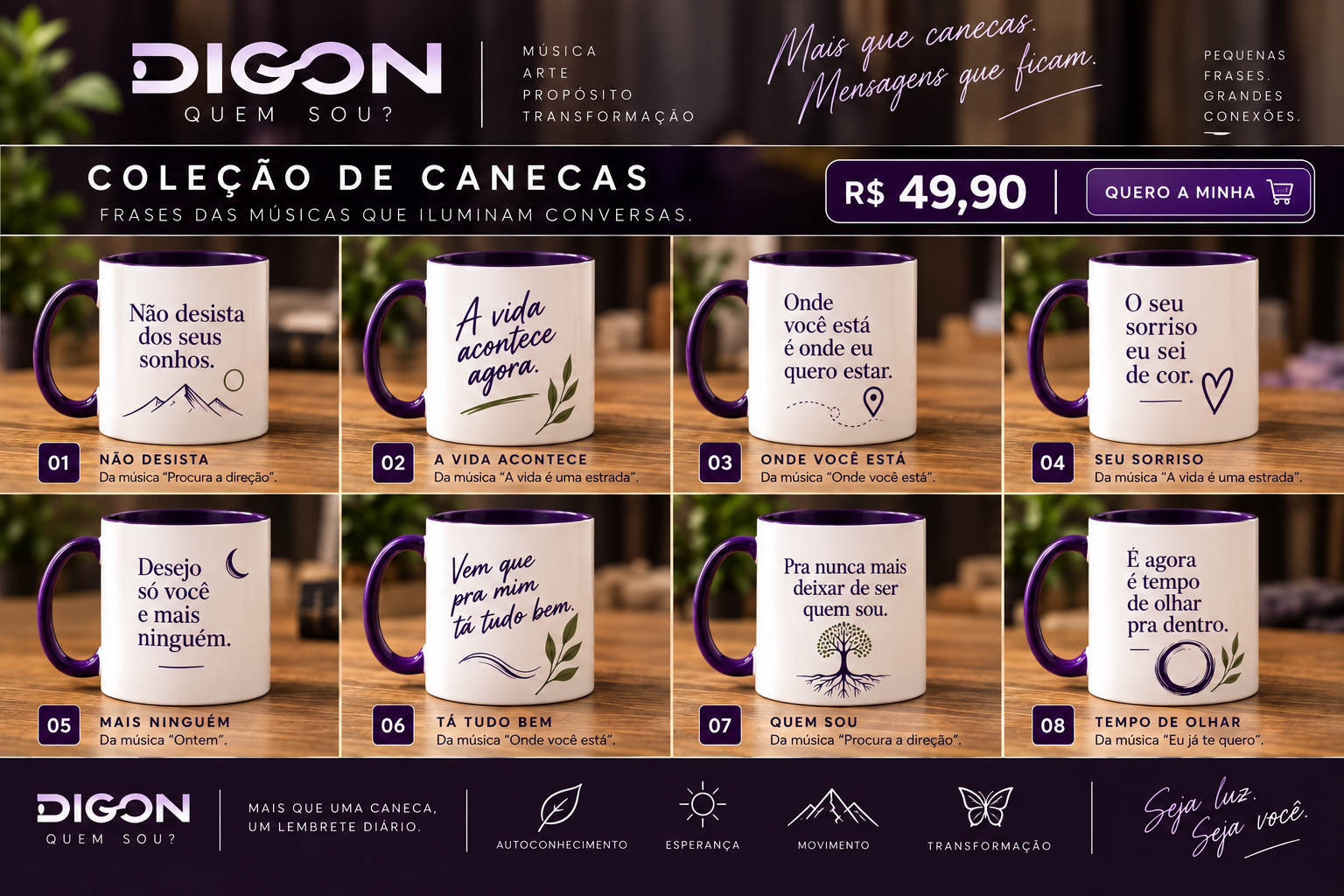 Catálogo oficial das oito canecas DIGON
